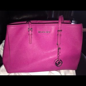 AUTHENTIC Michael Kors Pink Saffiano Jet Set Tote